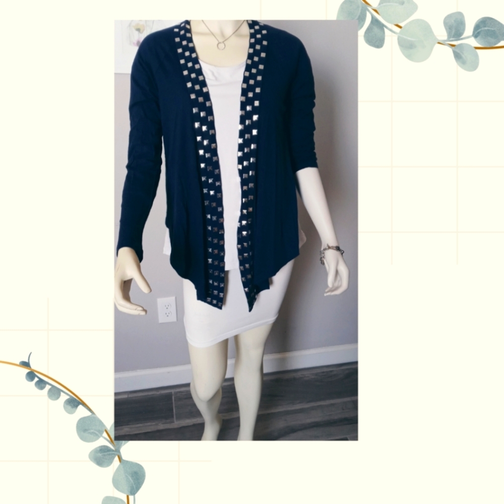 Sweater elegant Express Depp blue with silver stud rivets.